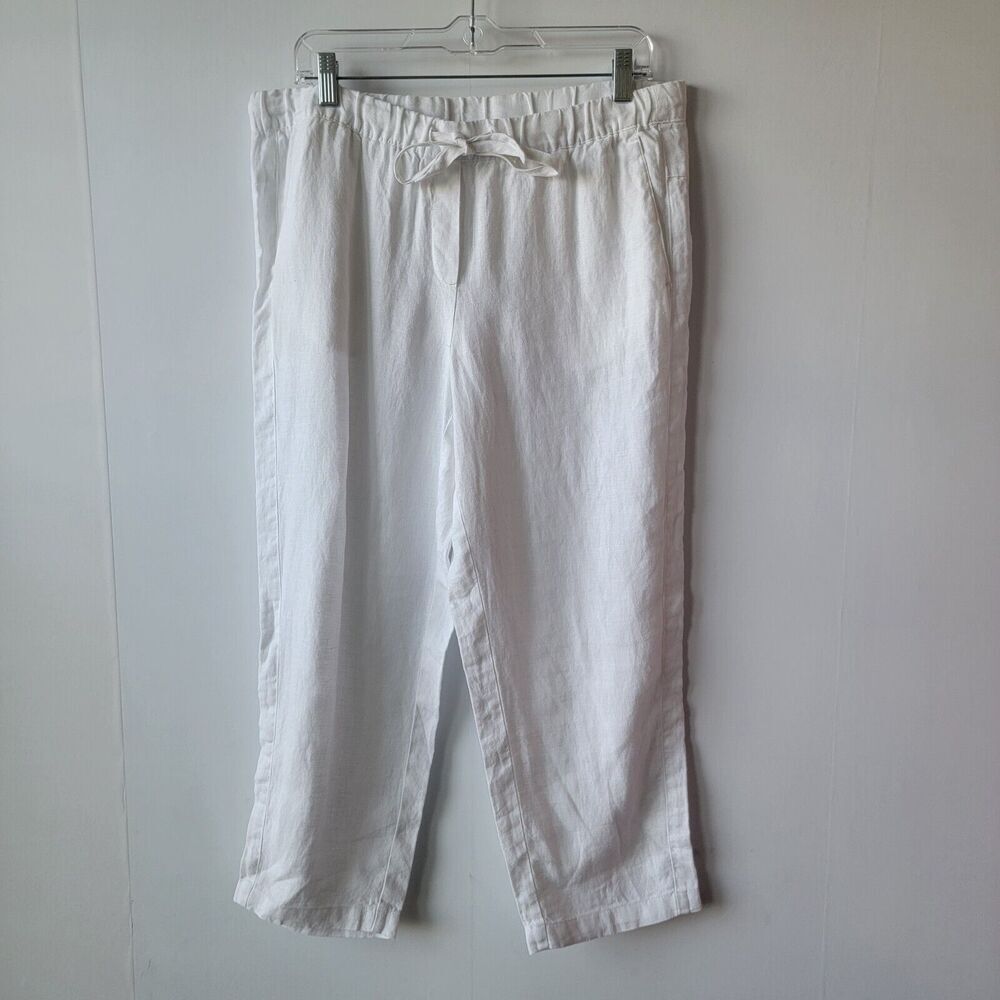 pure j jill 100% linen cropped pull on drawstring size M